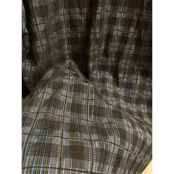 Pronti Collection By Phita Men Blue and Black Subtle Metallic Plaid Shirt Size L - Picture 3 of 6